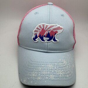 BASSDASH Hat Cap Trucker Adjustable Blue Mesh Bear Patch Snowflake Womens